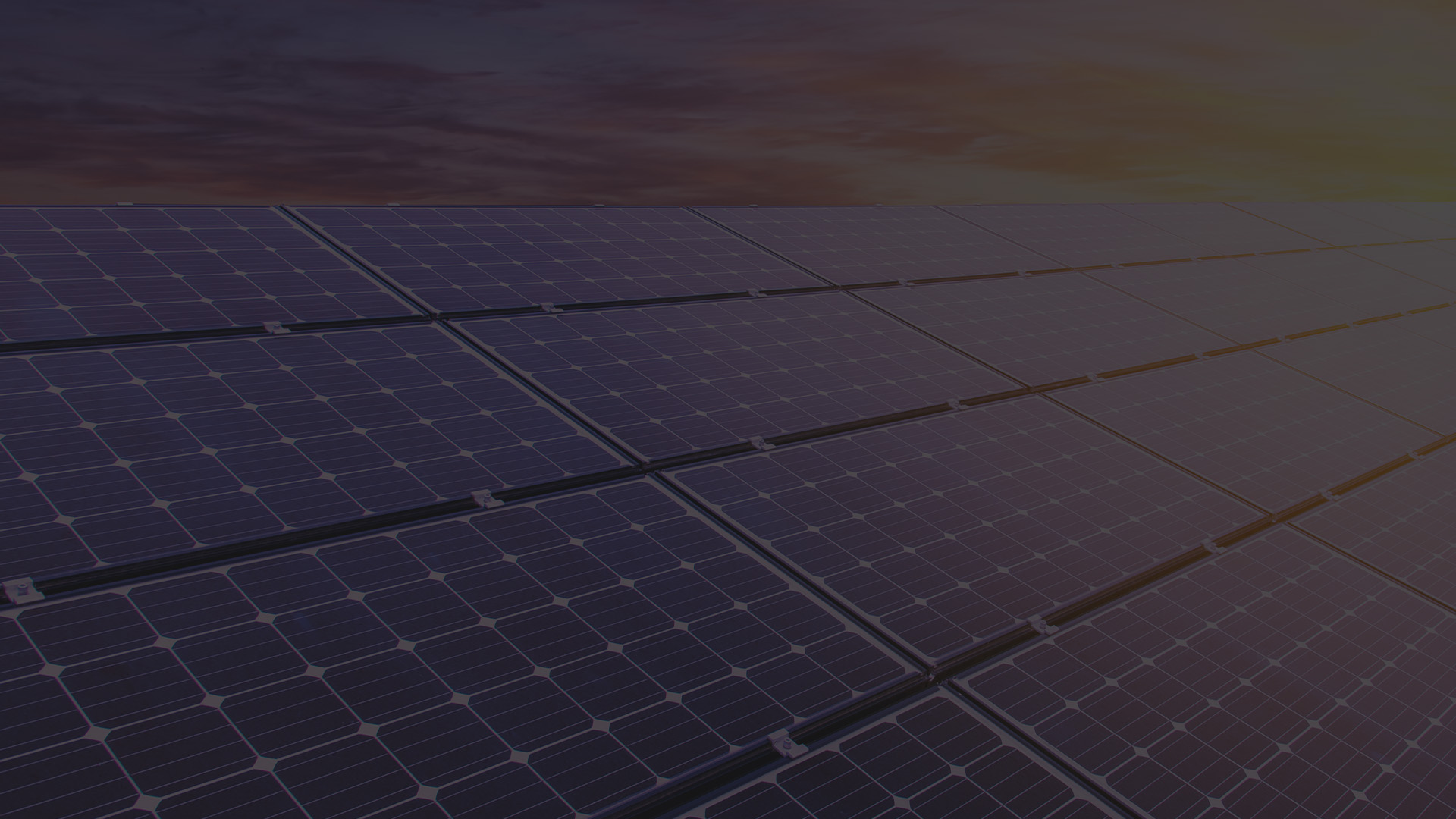 Solar panels capturing sunlight during sunset.